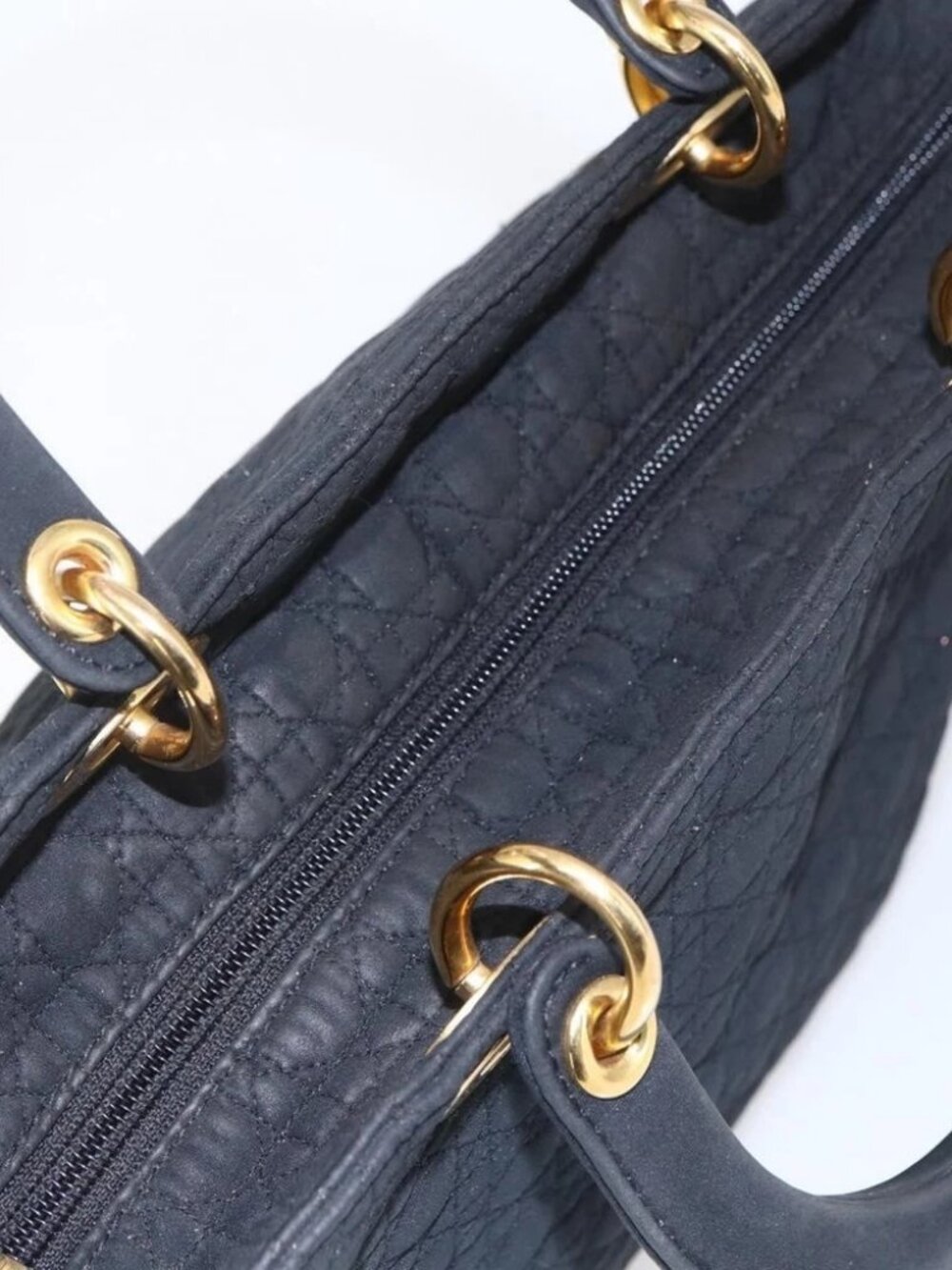 Christian Dior Canage Hand Bag Nylon Black Gold Auth - Picture 11 of 15